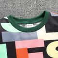 2pcs Kid Boy Letter Print Pullover Sweatshirt and Elasticized Pants Set Green image 2