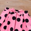 2pcs Kid Girl Character Print Long-sleeve Tee and Bowknot Design Polka dots Skirt Set Rosy image 3