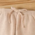 2pcs Baby Boy/Girl Button Front Striped Long-sleeve Knitted Top and Pants Set LightKhaki image 5
