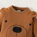 2pcs Baby Boy/Girl 95% Cotton Long-sleeve Bear Print 3D Ears Design Brown Jumpsuit with Hat Set Brown image 3