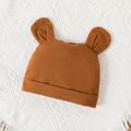 2pcs Baby Boy/Girl 95% Cotton Long-sleeve Bear Print 3D Ears Design Brown Jumpsuit with Hat Set Brown image 5