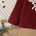 Toddler Boy Letter Dinosaur Print Cotton Pullover Sweatshirt Burgundy image 3