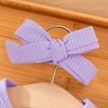 2pcs Baby Girl Long-sleeve Rib Knit Spliced Butterfly Graphic Mesh Bow Front Dress with Headband Set Light Purple image 5