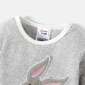 Looney Tunes Baby Boy/Girl Animal Embroidered Long-sleeve Rib Knit Romper flowergrey image 4