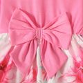 Toddler Girl Flamingo Print Splice Bowknot Design Long-sleeve Dress Pink image 3
