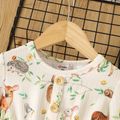 Toddler Girl Animal Print Button Design Long-sleeve Dress Beige image 3