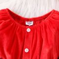 Christmas 3pcs Baby Girl Red Fleece Long-sleeve Dress with Xmas Hat & Calf Sleeves Set REDWHITE image 4