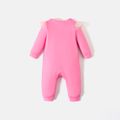 Barbie Baby Girl Mesh Ruffle Long-sleeve Graphic Pink Jumpsuit Pink image 3