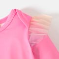 Barbie Baby Girl Mesh Ruffle Long-sleeve Graphic Pink Jumpsuit Pink image 4