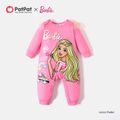 Barbie Baby Girl Mesh Ruffle Long-sleeve Graphic Pink Jumpsuit Pink image 2