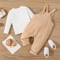 2pcs Baby Boy Lion Embroidered Corduroy Overalls and Solid Long-sleeve Tee Set ColorBlock image 3