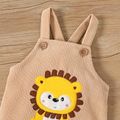 2pcs Baby Boy Lion Embroidered Corduroy Overalls and Solid Long-sleeve Tee Set ColorBlock image 5