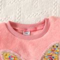 Kid Girl Butterfly Embroidered Sequin Fleece Sweatshirt Pink image 4