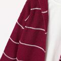 Kid Girl Stripe Open Front Hooded Sweater Burgundy image 5