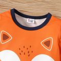 3pcs Baby Boy/Girl Fox Print Long-sleeve Romper and Solid Pants with Hat Set Orange image 3