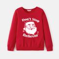 Christmas Family Matching 100% Cotton Long-sleeve Santa & Letter Print Red Sweatshirts Red image 5