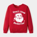 Christmas Family Matching 100% Cotton Long-sleeve Santa & Letter Print Red Sweatshirts Red image 2