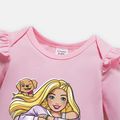 Barbie Baby Girl 100% Cotton Ruffle Long-sleeve Graphic Jumpsuit Light Pink image 3