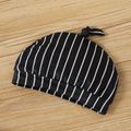 New Year 2pcs Baby Boy Letter Print Black Striped Faux-two Long-sleeve Jumpsuit with Hat Set BlackandWhite image 5