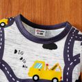 2pcs Baby Boy Allover Road Vehicle Print Long-sleeve Jumpsuit with Hat Set Color block image 3