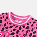 Barbie Kid Girl Leopard Print/Colorblock Waist Bag Design Sweatshirt Dress Pink image 4