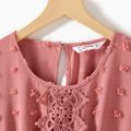 Mommy and Me Pink Swiss Dot Long-sleeve Lace Detail Dresses Dark Pink image 3