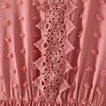 Mommy and Me Pink Swiss Dot Long-sleeve Lace Detail Dresses Dark Pink image 4