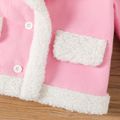 Baby Girl Sherpa Fleece Lapel Collar Long-sleeve Thermal Coat Pink image 4
