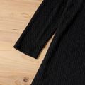 2pcs Kid Girl Textured Long-sleeve Black Dress and Cow Print Fleece Cardigan Set ColorBlock image 3