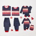 Christmas Family Matching Allover Deer & Snowflake Print Long-sleeve Pajamas Sets (Flame Resistant) DeepSapphireBlue image 3