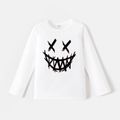 [5Y-14Y] Go-Neat Water Repellent and Stain Resistant Kid Girl/Boy Face Graphic Print Long-sleeve Tee White image 1