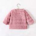 Baby Girl Pink Faux Fur Fluffy Long-sleeve Zipper Thermal Coat Light Pink image 2