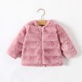 Baby Girl Pink Faux Fur Fluffy Long-sleeve Zipper Thermal Coat Light Pink image 1
