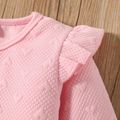 2pcs Toddler Girl Sweet Heart Embroidered Pink Sweatshirt and Pants Set Pink image 3