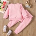 2pcs Toddler Girl Sweet Heart Embroidered Pink Sweatshirt and Pants Set Pink image 2