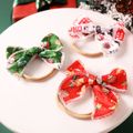 3Pcs Christmas Bow Hair Ties for Girls (Pattern Position Random) Red image 2