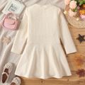 Kid Girl Sweet Heart Textured Solid Color Long-sleeve Dress Apricot image 2