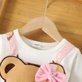 Toddler Girl Playful Faux-two Bear Print Bowknot Design Long-sleeve Dress Pink image 4