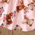 Toddler Girl Playful Faux-two Bear Print Bowknot Design Long-sleeve Dress Pink image 5