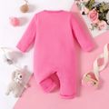 Baby Girl Bear Embroidered Long-sleeve Button Jumpsuit Peach image 2