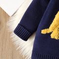 Toddler Boy Playful Dinosaur Embroidered Knit Sweater Dark Blue image 3