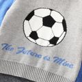 Soccer Cup Toddler Boy Trendy Soccer Pattern Colorblock Raglan Sleeve Sweater Grey image 4