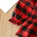 2pcs Toddler Girl Classic Plaid Smocked Blouse and Bowknot Design Cotton Pants Set Red image 4