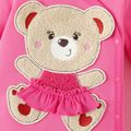 Baby Girl Bear Embroidered Long-sleeve Button Jumpsuit Peach image 4