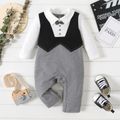 Baby Boy Colorblock Long-sleeve Faux-two Jumpsuit BlackandWhite image 1