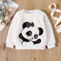 Toddler Girl Panda Embroidered Fleece Pullover Sweatshirt White image 1