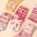 5-pairs Baby / Toddler Cartoon Bunny Pattern Crew Socks Set Pink image 5
