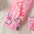 2pcs Kid Girl Heart/Rainbow Print Long-sleeve Tee and Elasticized Pants Pajamas Sleepwear Set Pink image 4