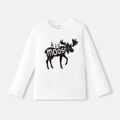 Go-Neat Water Repellent and Stain Resistant Family Matching Christmas Moose Print Long-sleeve Tee White image 4