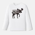 Go-Neat Water Repellent and Stain Resistant Family Matching Christmas Moose Print Long-sleeve Tee White image 3